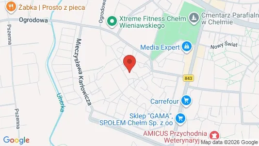 Apartments for rent i Chełm - kort over placeringen