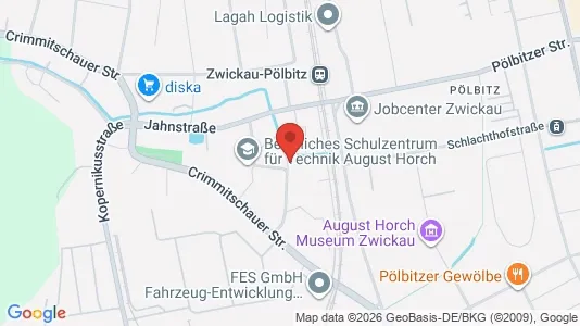 Apartments for rent i Zwickau - kort over placeringen
