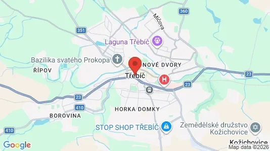 Apartments for rent i Třebíč - kort over placeringen