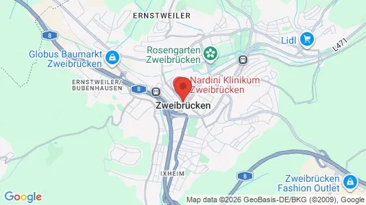 Apartments for rent i Zweibrücken - kort over placeringen