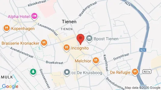Apartments for rent i Tienen - kort over placeringen