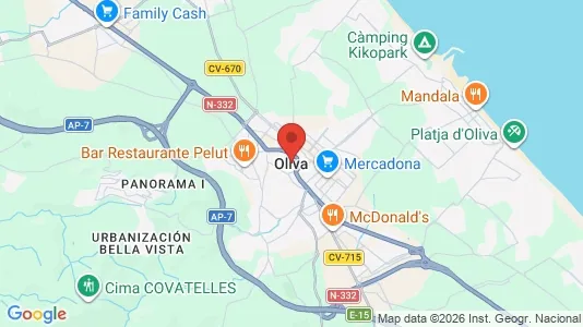 Houses for rent i Oliva - kort over placeringen