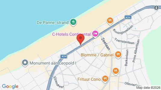Rooms for rent i De Panne - kort over placeringen