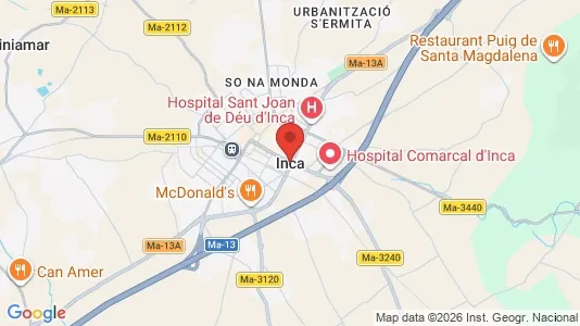 Houses for rent i Inca - kort over placeringen