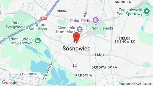 Houses for rent i Sosnowiec - kort over placeringen