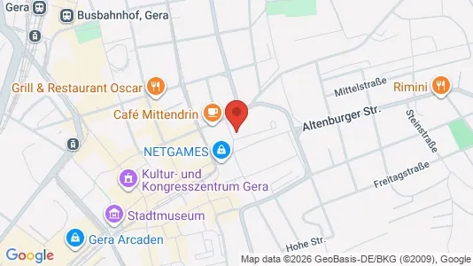 Apartments for rent i Gera - kort over placeringen