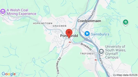 Houses for rent i Pontypridd - Mid Glamorgan - kort over placeringen