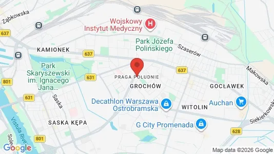 Apartments for rent i Warszawa Praga-Południe - kort over placeringen