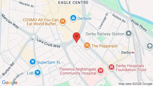 Apartments for rent i Derby - Derbyshire - kort over placeringen