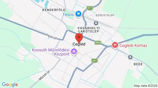 Apartments for rent i Ceglédi - kort over placeringen