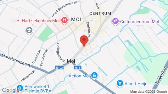 Apartments for rent i Mol - kort over placeringen