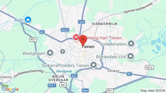 Houses for rent i Tienen - kort over placeringen