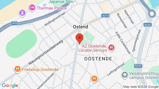 Apartments for rent i Oostende - kort over placeringen