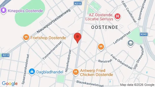 Apartments for rent i Oostende - kort over placeringen