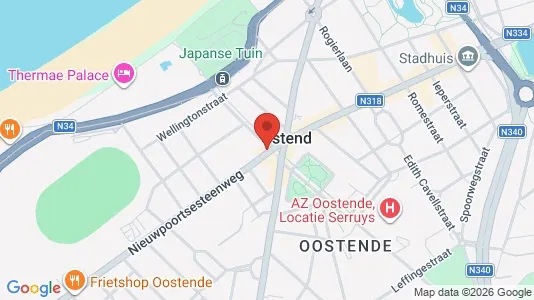 Apartments for rent i Oostende - kort over placeringen