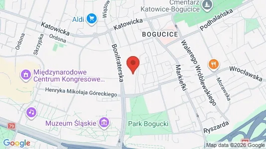 Apartments for rent i Katowice - kort over placeringen