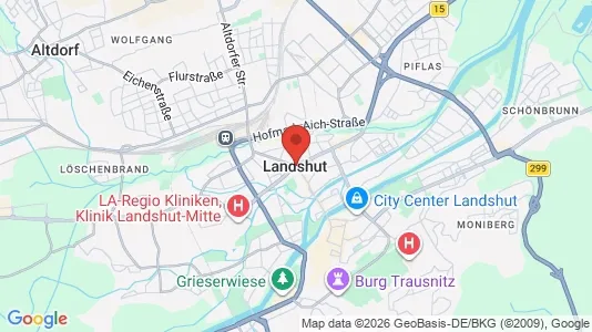 Apartments for rent i Landshut - kort over placeringen