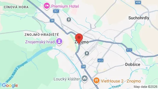 Apartments for rent i Znojmo - kort over placeringen