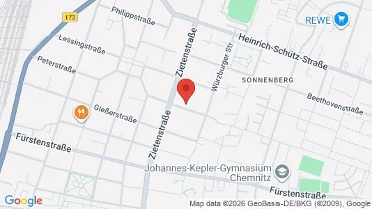 Apartments for rent i Chemnitz - kort over placeringen