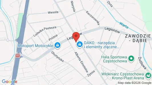 Apartments for rent i Częstochowa - kort over placeringen
