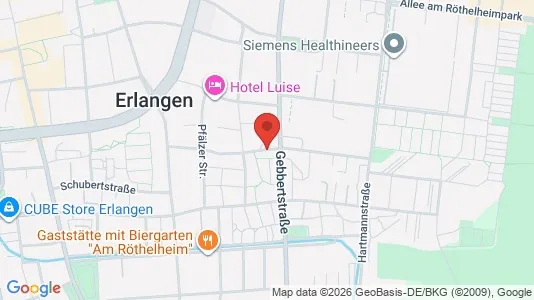 Apartments for rent i Erlangen - kort over placeringen