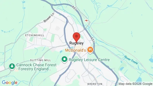 Houses for rent i Rugeley - Staffordshire - kort over placeringen