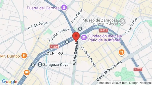 Apartments for rent i Zaragoza - kort over placeringen