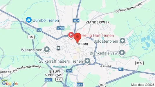 Apartments for rent i Tienen - kort over placeringen