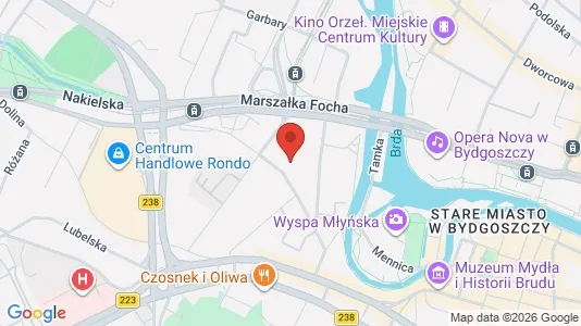 Apartments for rent i Bydgoszcz - kort over placeringen
