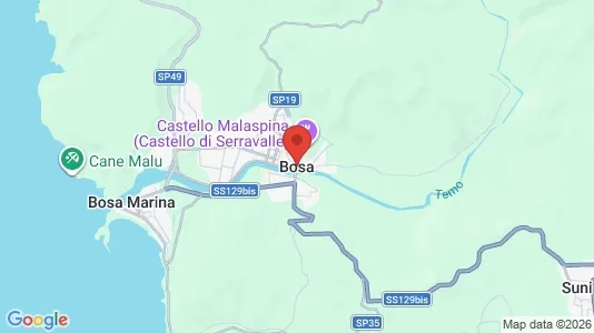 Apartments for rent i Bosa - kort over placeringen