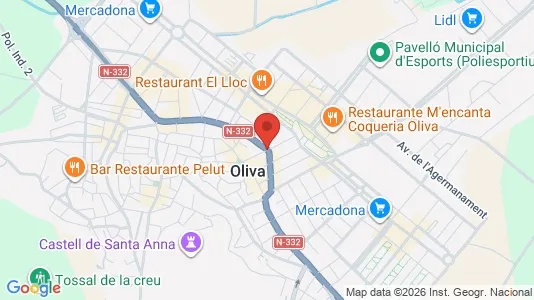 Apartments for rent i Oliva - kort over placeringen