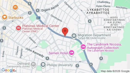 Apartments for rent i Nicosia Lefkosia - kort over placeringen