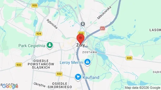 Apartments for rent i Żory - kort over placeringen
