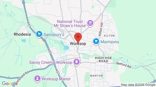 Houses for rent i Worksop - Nottinghamshire - kort over placeringen
