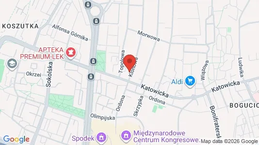 Apartments for rent i Katowice - kort over placeringen