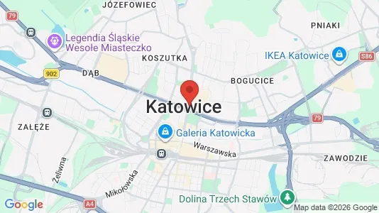 Apartments for rent i Katowice - kort over placeringen