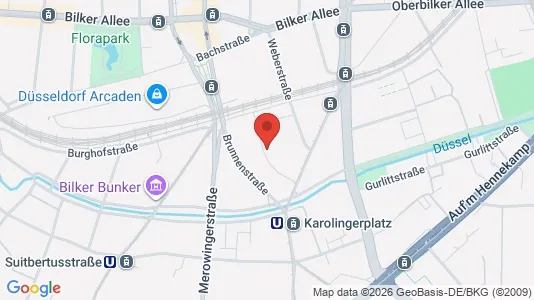 Apartments for rent i Dusseldorf - kort over placeringen
