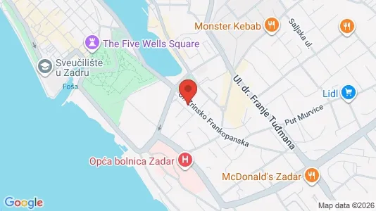 Apartments for rent i Zadar - kort over placeringen