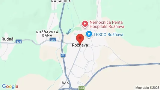 Apartments for rent i Rožňava - kort over placeringen