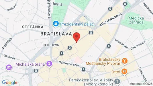 Apartments for rent i Bratislava Staré Mesto - kort over placeringen