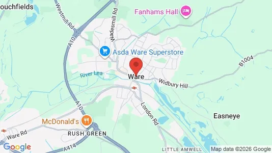 Apartments for rent i Ware - Hertfordshire - kort over placeringen