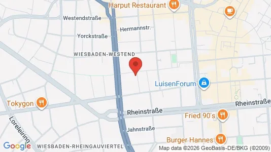 Apartments for rent i Wiesbaden - kort over placeringen