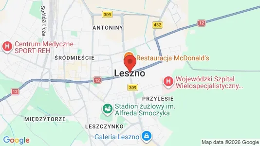 Apartments for rent i Leszno - kort over placeringen