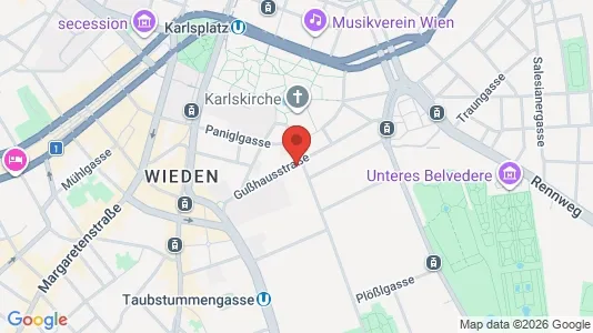 Apartments for rent i Wien Wieden - kort over placeringen
