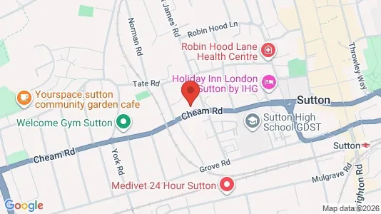 Rooms for rent i Sutton - Surrey - kort over placeringen