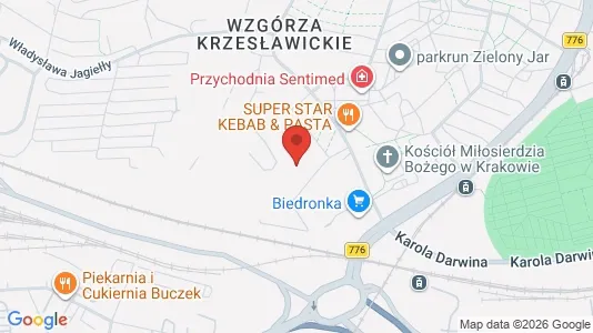 Apartments for rent i Kraków Nowa Huta - kort over placeringen
