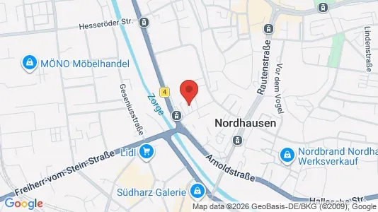Apartments for rent i Nordhausen - kort over placeringen