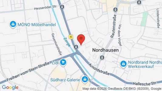 Apartments for rent i Nordhausen - kort over placeringen
