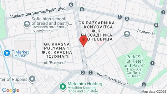 Apartments for rent i Sofia Krasna polyana - kort over placeringen