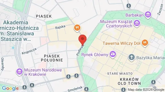 Apartments for rent i Kraków Śródmieście - kort over placeringen